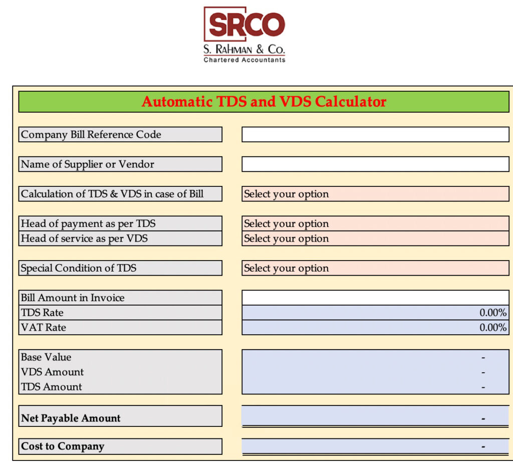 Automatic TDS and VDS Calculator in Excel | Effortless Tool.